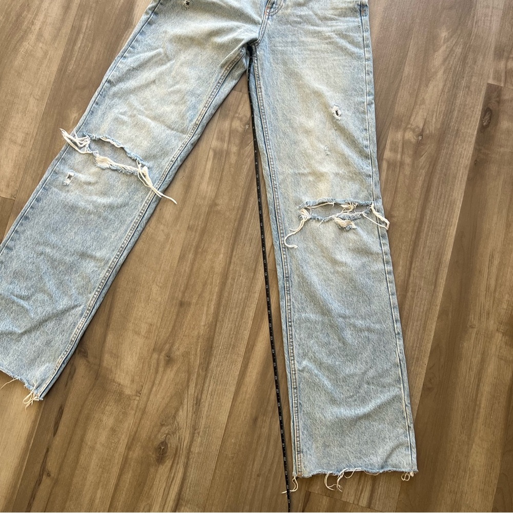 Zara Light Blue Distressed Women's Jeans 0 - Picture 8 of 10